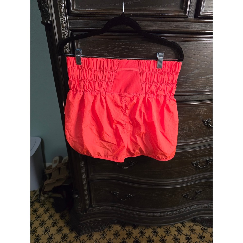 FP Movement The Way Home Shorts Neon Coral High Rise Smocked Waist Large OB11282